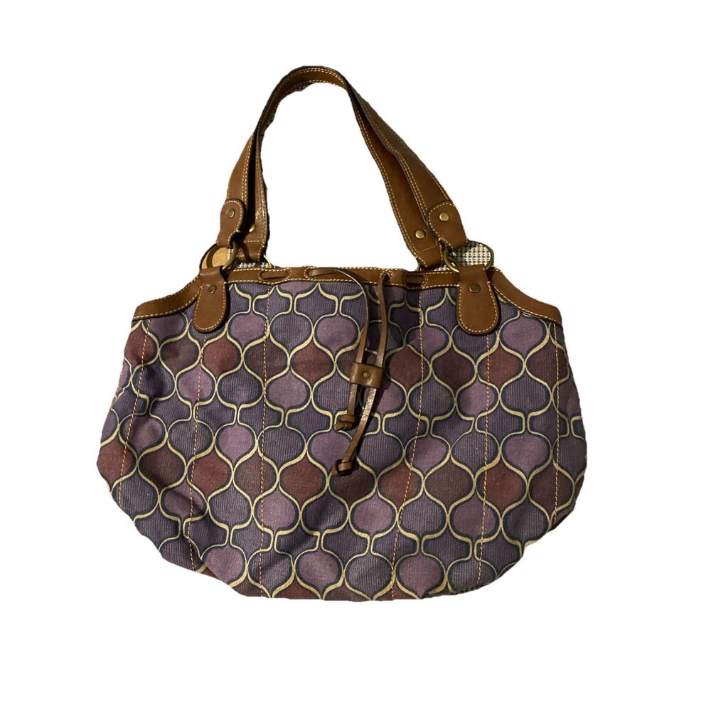 Axcess Boho Bag Purple Womens Leather Strap Canvas Hippie‎ Vintage Y2K
